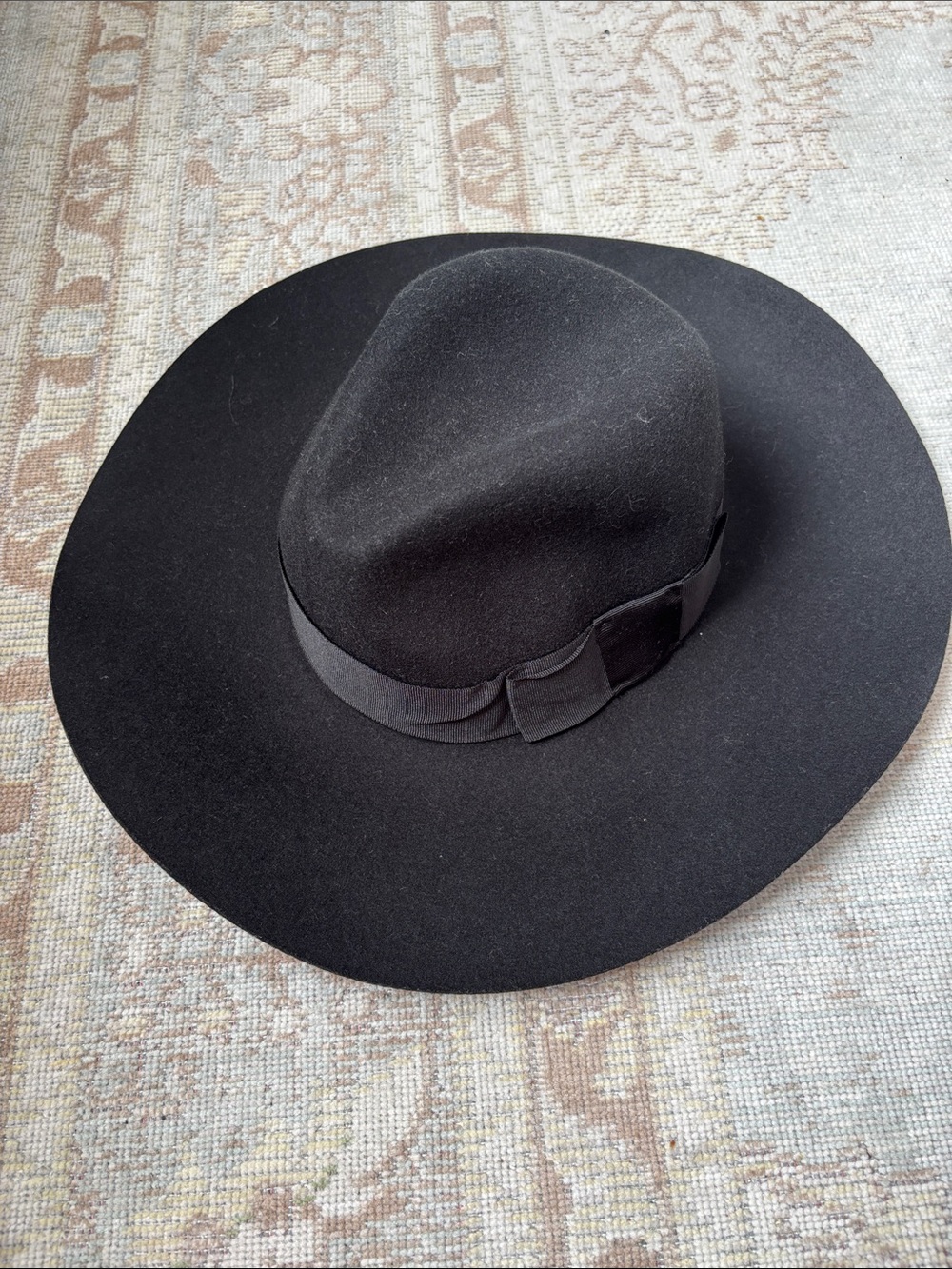 Brixton Black Wool Felt Wide Brim Hat — Size XS